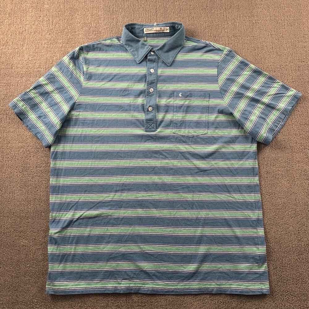 Criquet Polo Shirt Adult Extra Large Striped Short Sleeve Casual Preppy Men's